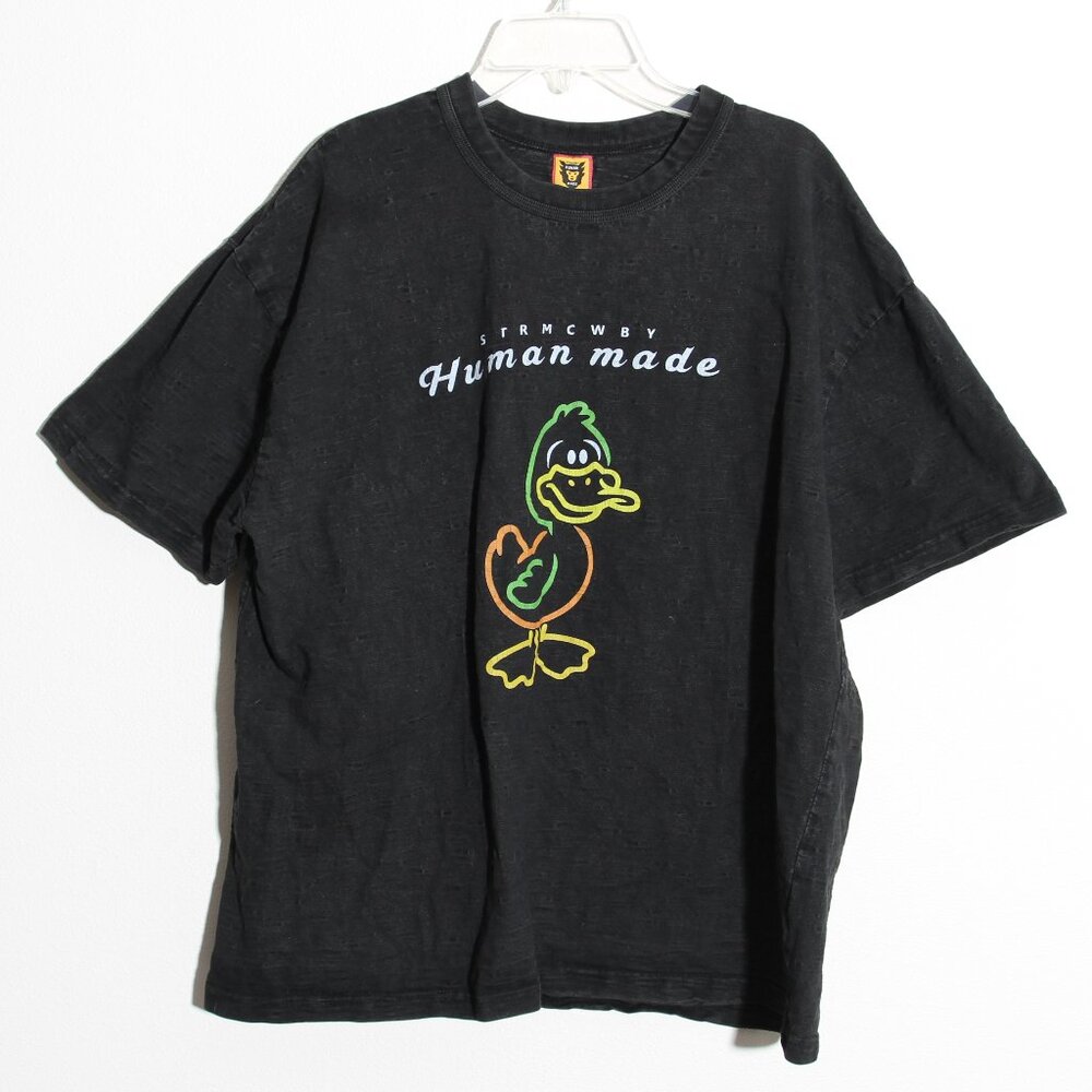 Human Made STRMCWBY Nigo Pharrell Duck Tee T-Shirt Black Neon Cotton Size Medium